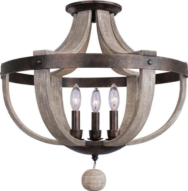 Kalco Harper Semi Flush Mount 3-Light Hand-Forged Iron in Florence Gold (1 of 1)