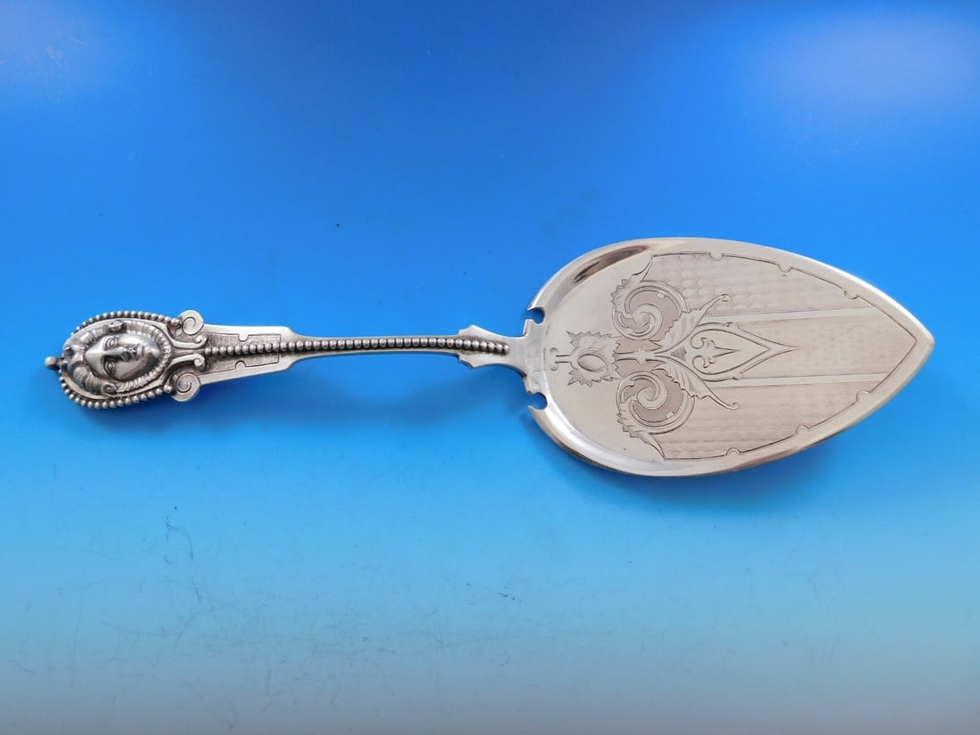 Wood & Hughes Sterling Silver Pie Server Julia 10 3/8 Inches: Wood & Hughes Sterling Silver Pie Server Julia 10 3/8 Inches This exquisite pie server by Wood & Hughes showcases a bright-cut design featuring a woman, with the name "Julia" elegantly inscribed on th