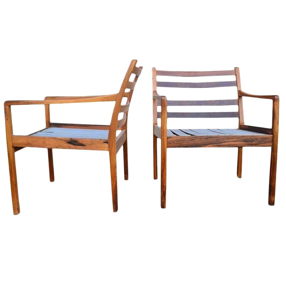 Pair of Ole Wanscher Rosewood Arm Chairs in Original Finish (1 of 5)