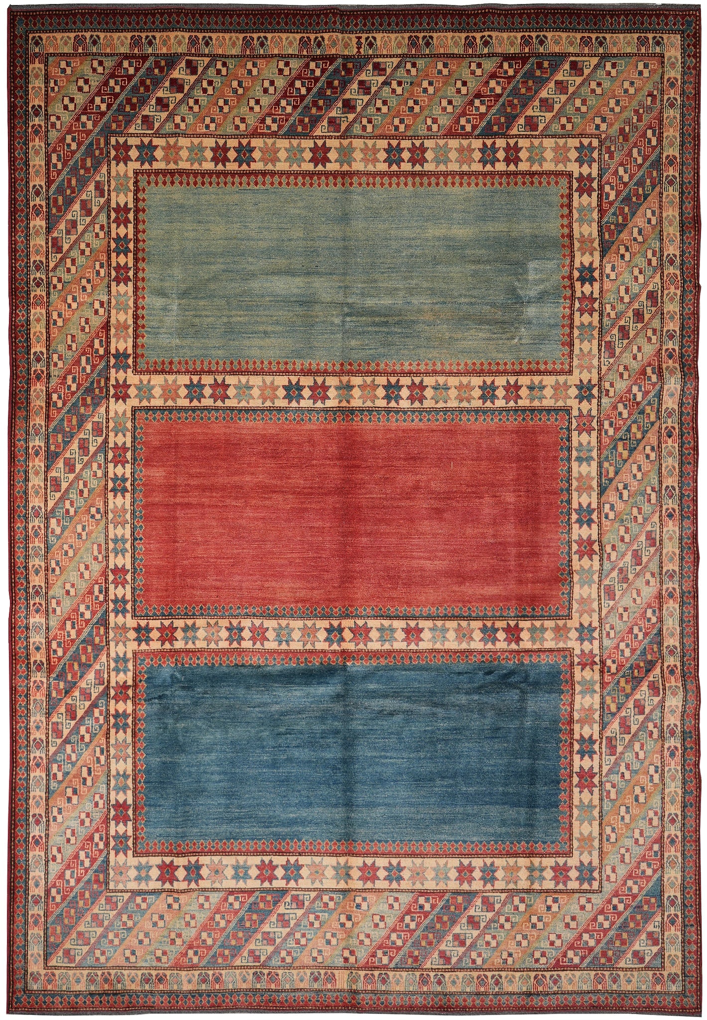 9 x 12.9 Hand-Knotted Afghanistan Gabbeh Wool Rug Modern Transitional Design: 9 x 12.9 Hand-Knotted Afghanistan Gabbeh Wool Rug Modern Transitional Design Free continental US Shipping This 9 x 12.9 foot hand-knotted Gabbeh rug from Afghanistan showcases a modern transitional de