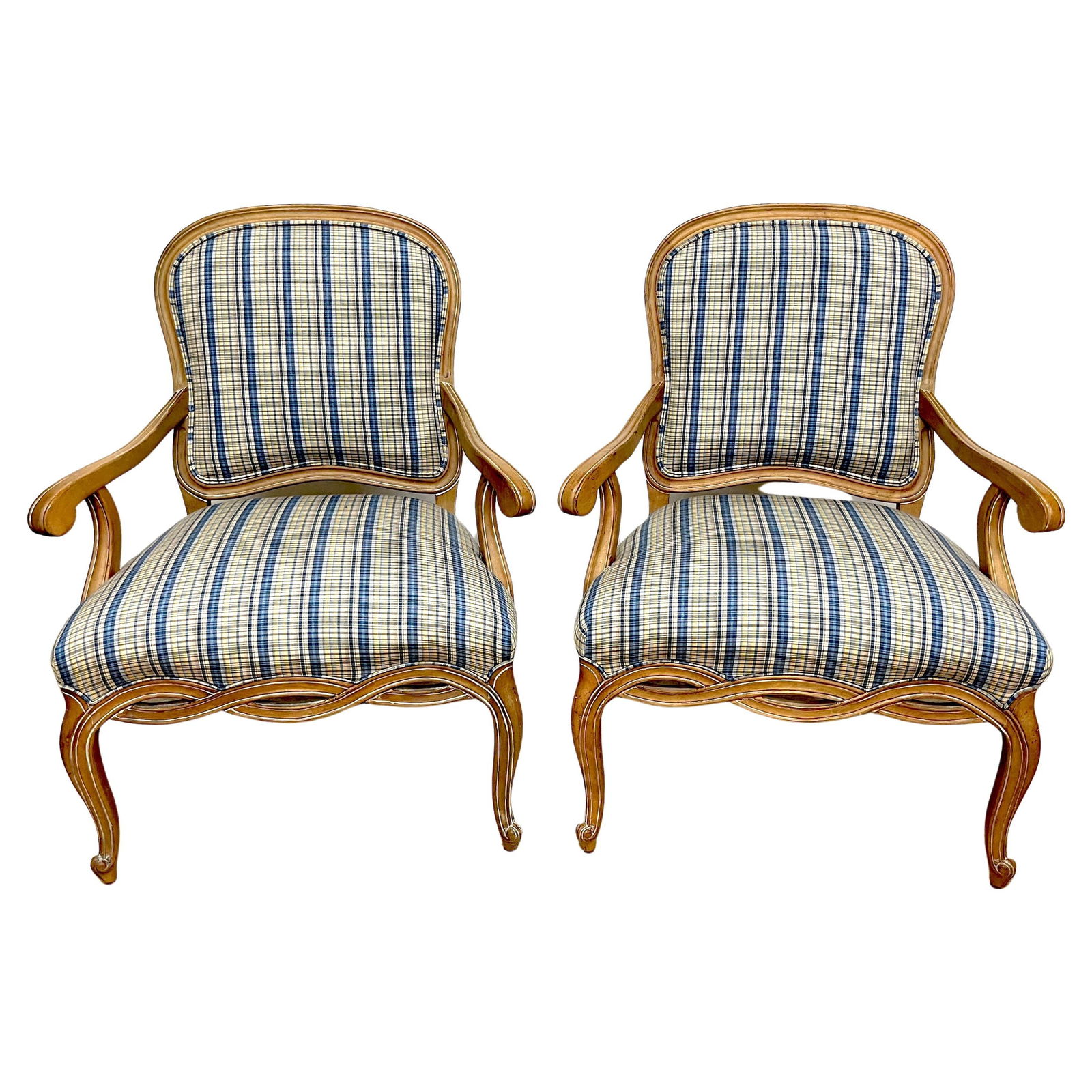 Set of 2 Italian Neoclassical Bleached Fruitwood Bergere Armchairs (1 of 15)