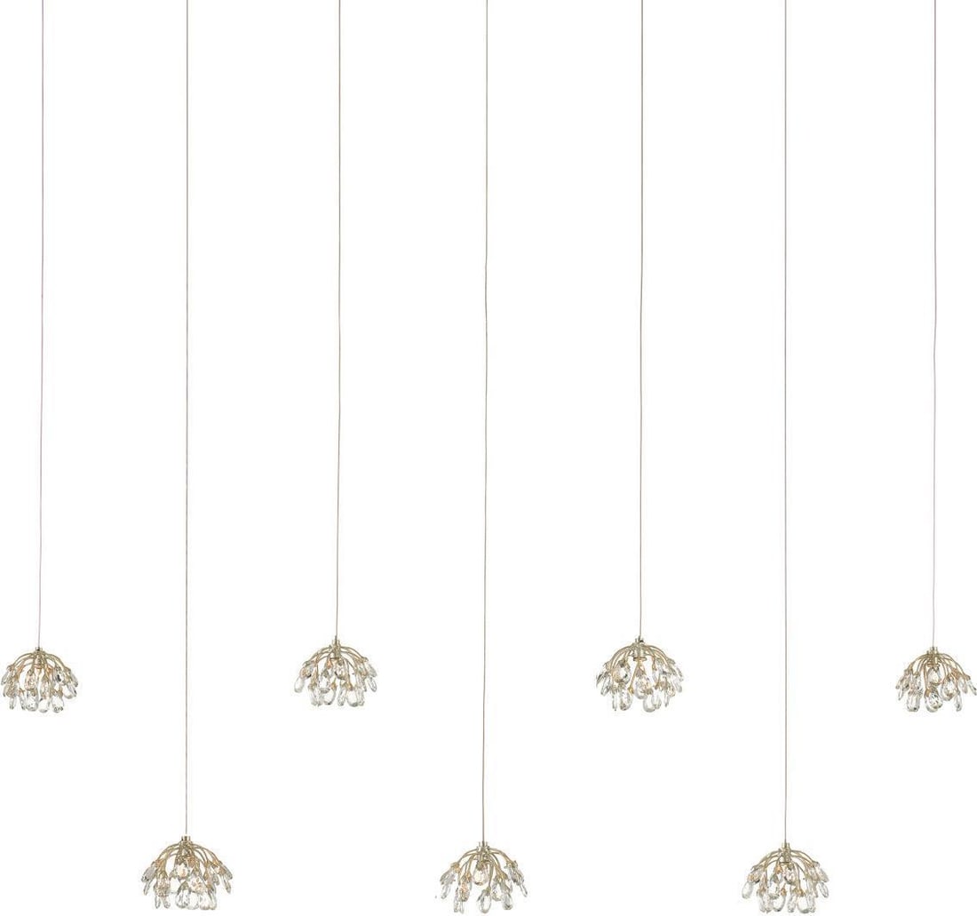 Currey & Company Contemporary Multi-Drop Pendant 7-Light Crystal: Currey & Company Contemporary Multi-Drop Pendant 7-Light Crystal Illuminate your space with the Elegant Multi-Drop Pendant from Currey & Company. This stunning pendant features a contemporary design w