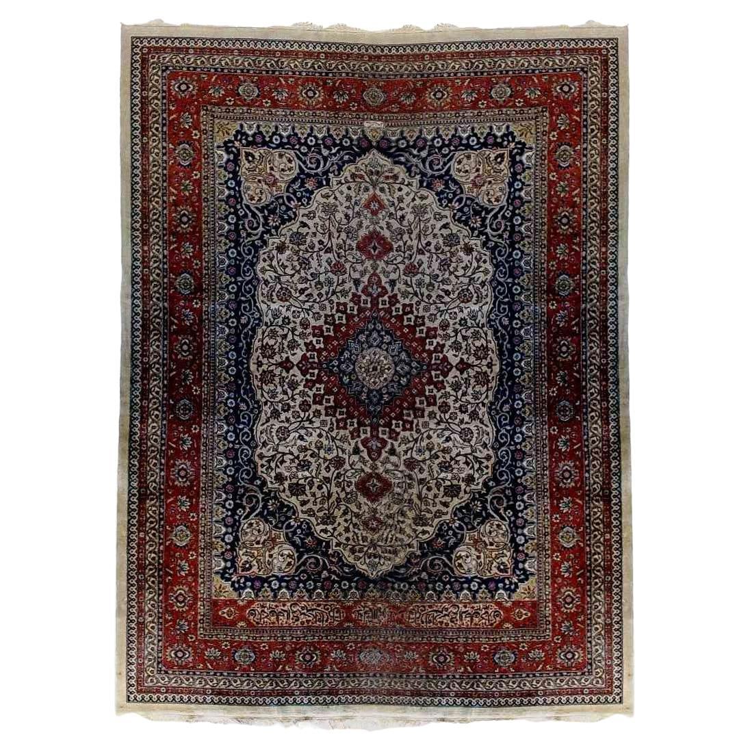 Tabriz Wool Persian Rug With Farci Cartouche Circa 1940 153.5 x 109.25 Inches (1 of 12)