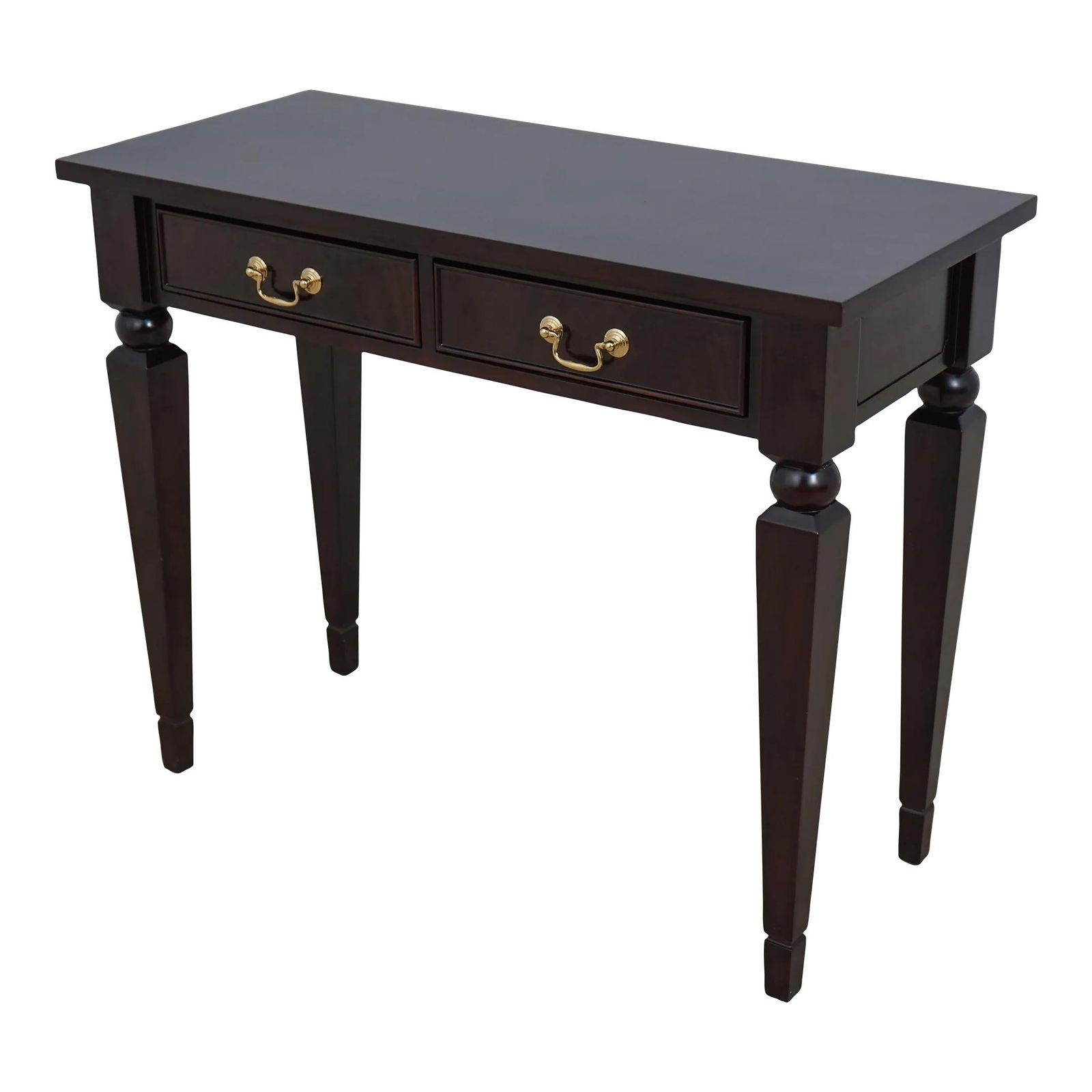 Frontgate Neoclassical 2 Drawer Mahogany Console Table with Brass Hardware (1 of 10)