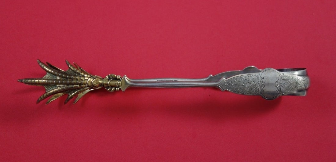 J.E. Caldwell Sterling Silver Salad Tong Gold Wash Double Claw Webbed Feet (1 of 2)