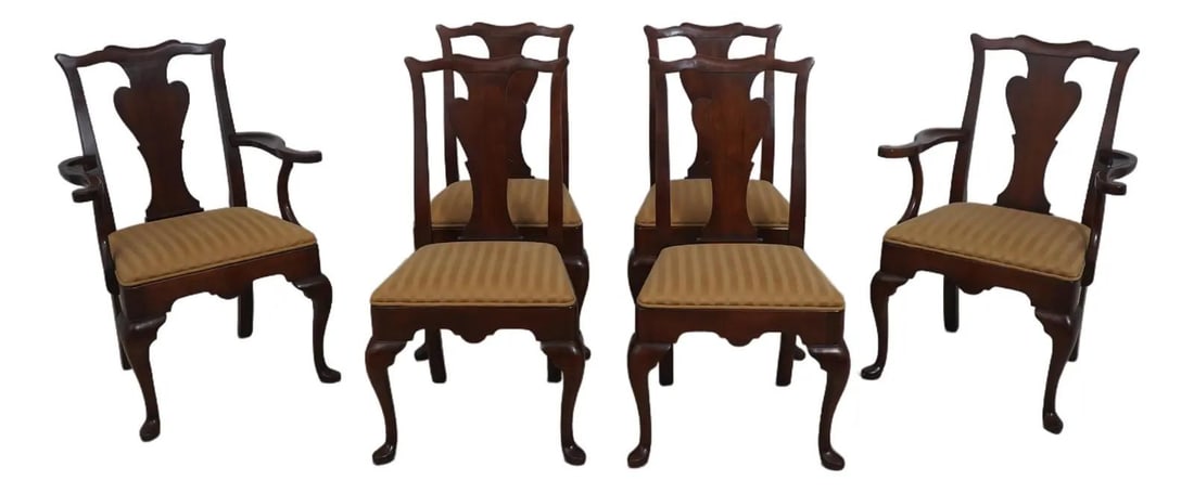 Set of 6 Statton Old Towne Cherry Dining Chairs Queen Anne Style (1 of 10)