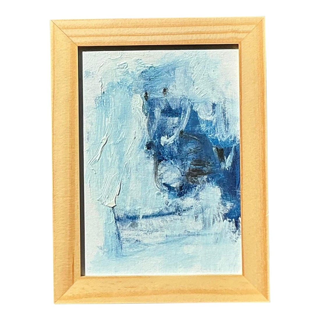 Abstract Gestural Oil Art on Board in Natural Wood Frame 8.25 x 6.25: Abstract Gestural Oil Art on Board in Natural Wood Frame 8.25 x 6.25 This original abstract oil painting on board showcases late 20th-century gestural expressionism, featuring expressive strokes in co
