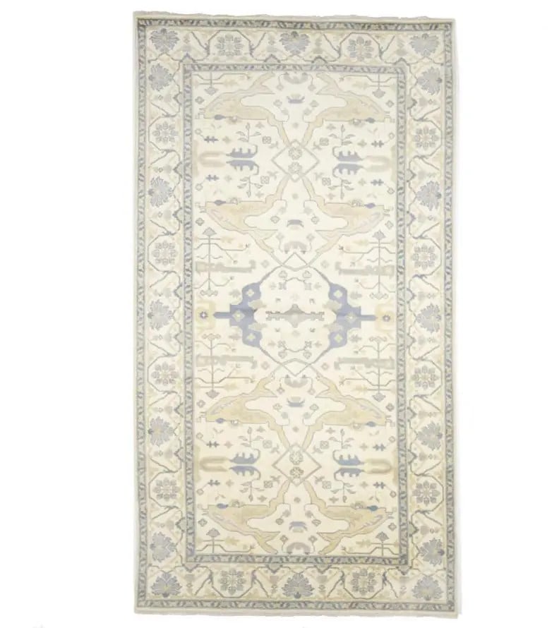 Rare Hand-Knotted Oushak Rug 8'1 x 15'4 Floral Wool Carpet (1 of 18)