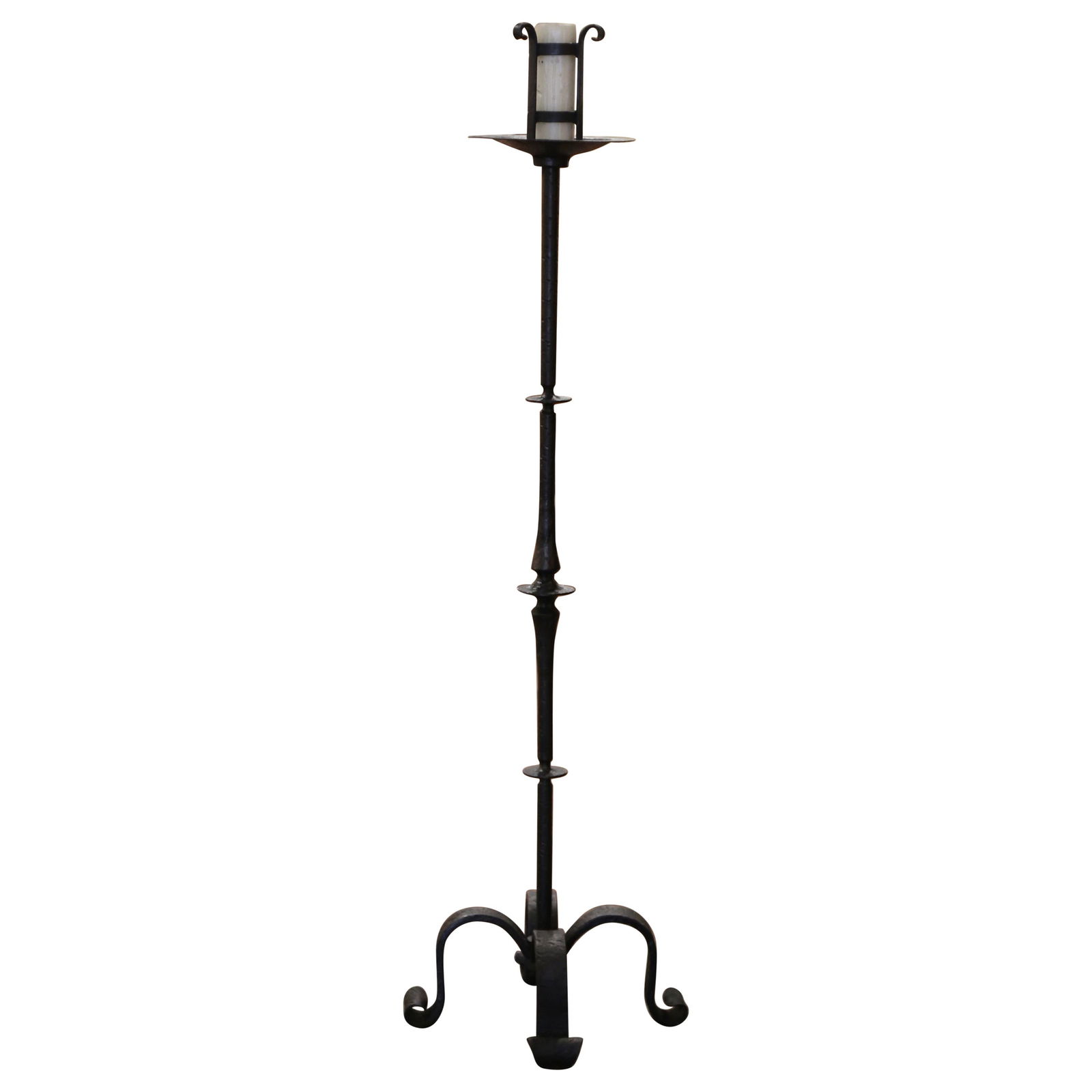 18th Century French Gothic Wrought Iron Candle Holder 50" Tall (1 of 6)