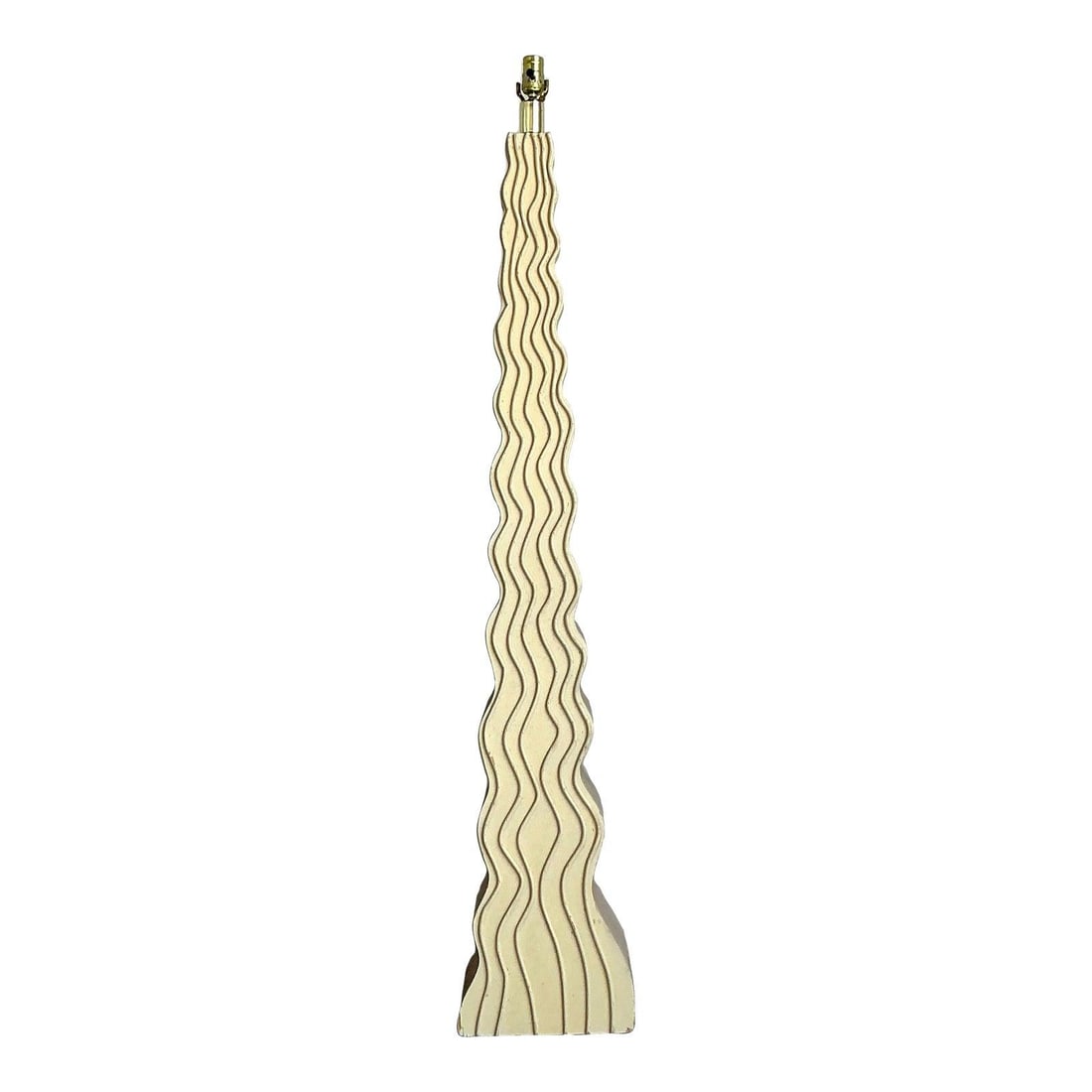 Cream Ripple Motif Sculptural Floor Lamp Postmodern Vintage 1980s Style: Cream Ripple Motif Sculptural Floor Lamp Postmodern Vintage 1980s Style This vintage ripple floor lamp embodies the bold style of 1980s Postmodern design. The lamp features a tall, slender column with