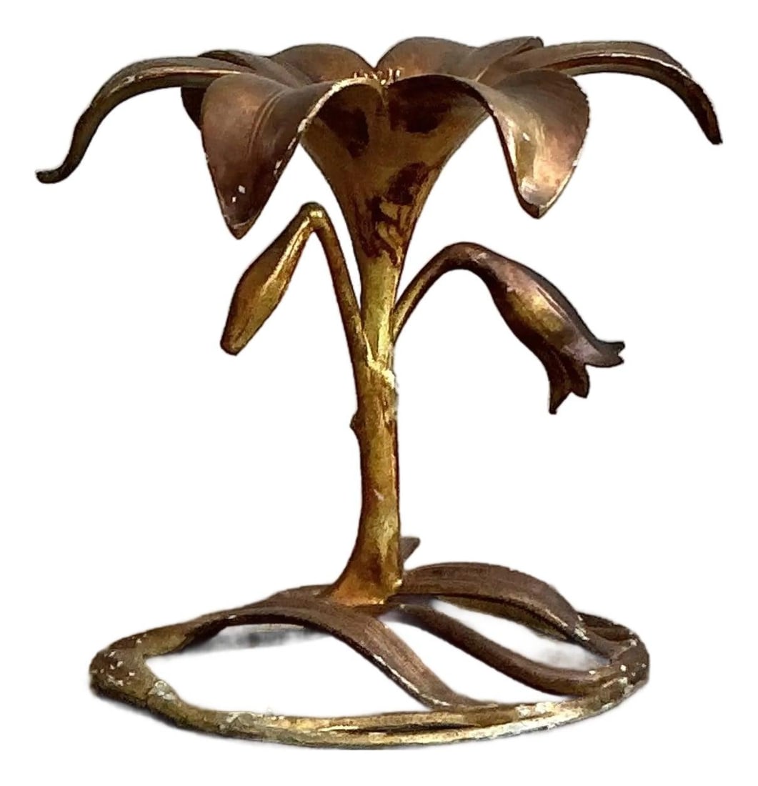 Vintage Hollywood Regency Gilt Blossom Side Table Sculpture (1 of 6)