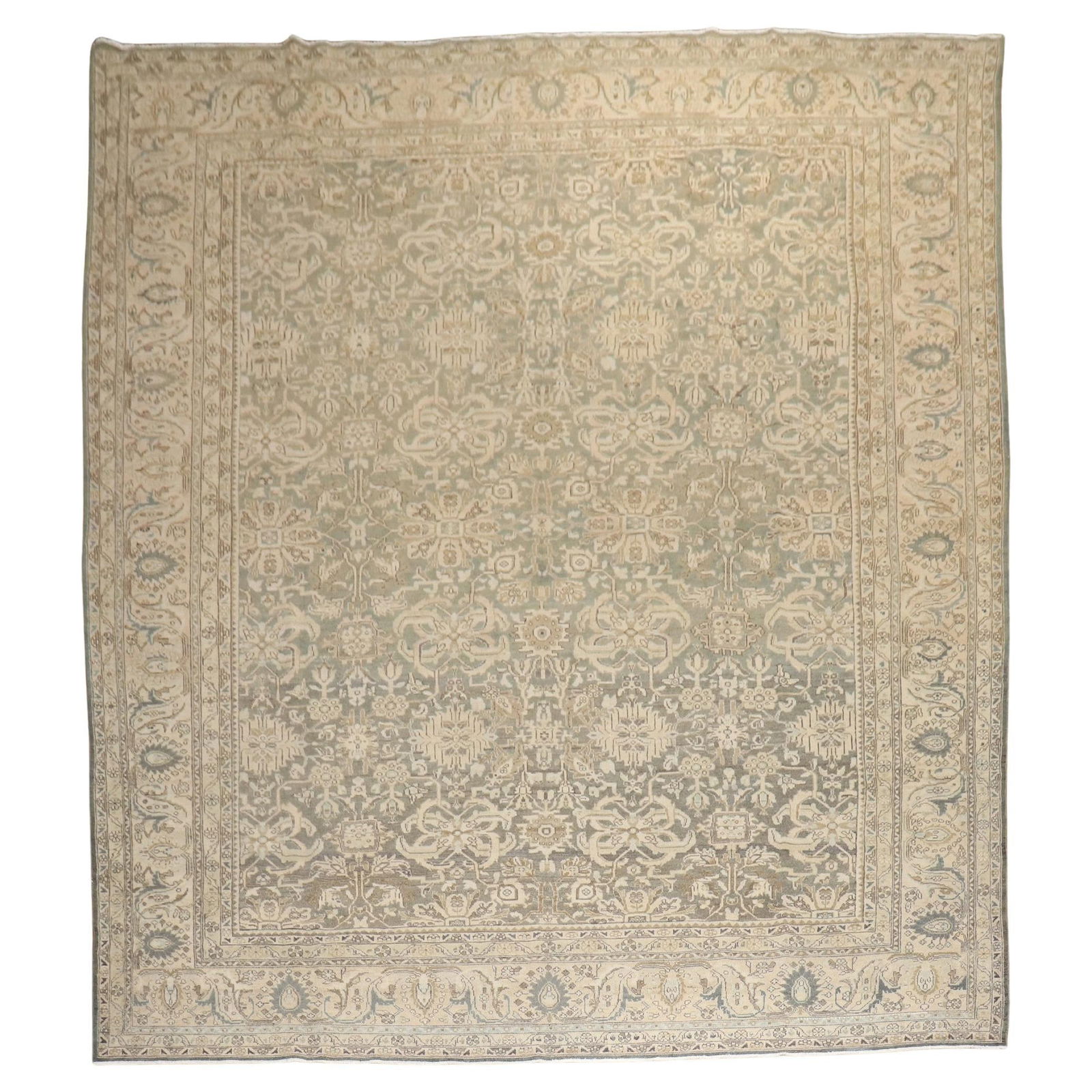 Antique 1930s Green Brown Persian Malayer Hand-Knotted Wool Rug 10'8 x 13'10 (1 of 11)