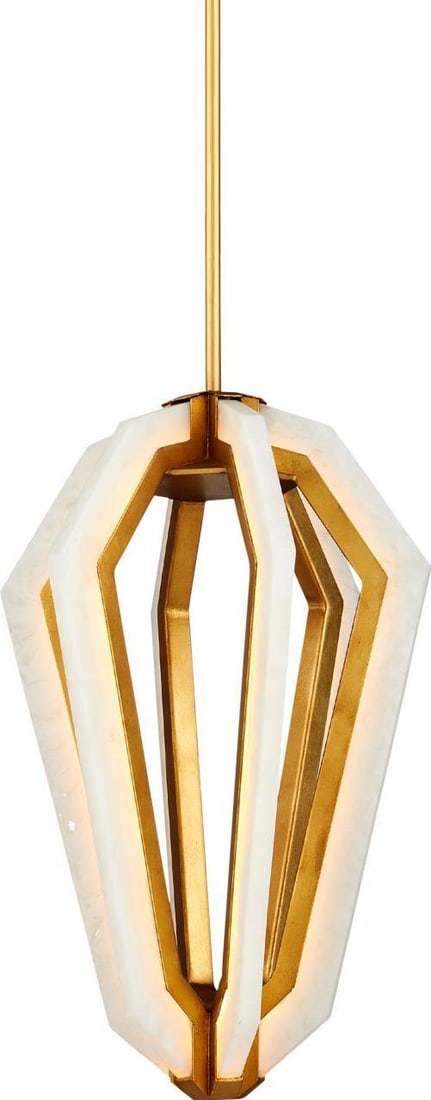 Currey & Company Riviere Pendant Light Dimmable 12W LED Brass Glass (1 of 4)