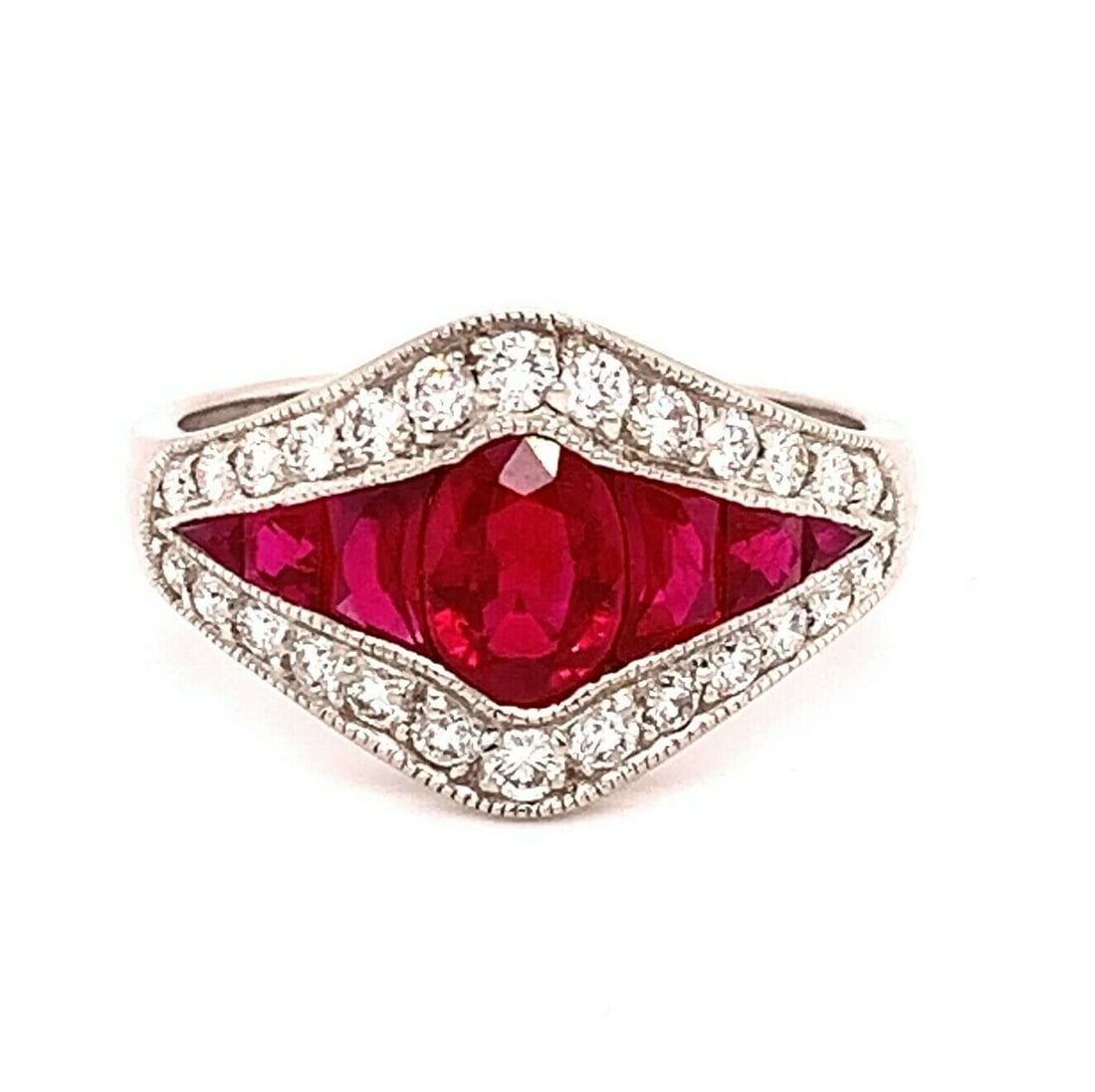 Exquisite Platinum 2.79 Carat Natural Ruby and Diamond Deco Ring (1 of 10)