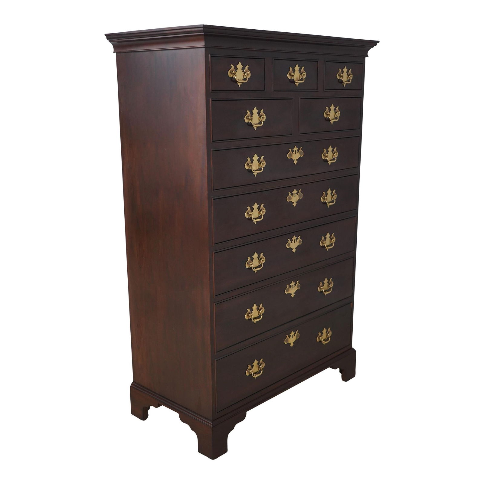 Stickley Cherry Wood Chippendale High Chest with 10 Drawers (1 of 10)