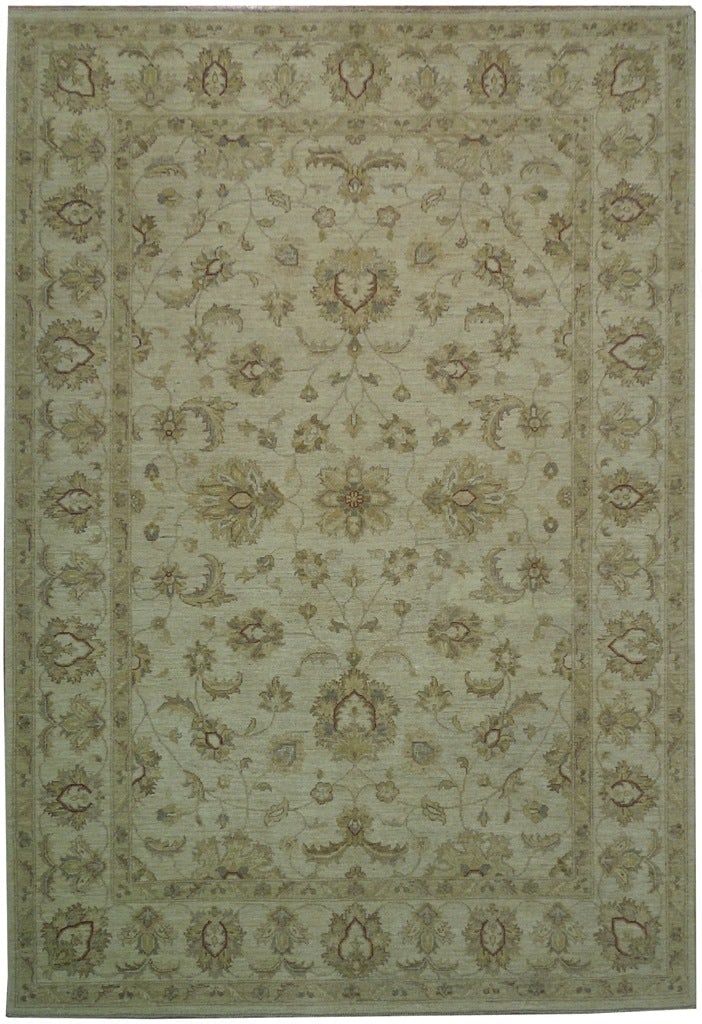 6'2 x 8'10 Beige Chobi Peshawar Hand-Knotted Wool Rug Pakistan (1 of 6)