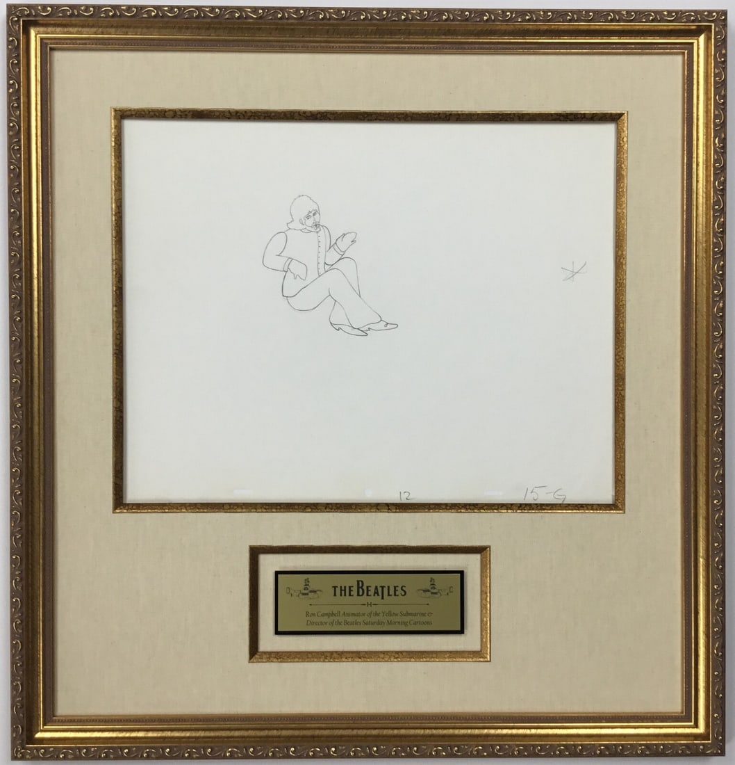 1968 Beatles Yellow Submarine George Harrison Production Drawing by Ron Campbell: 1968 Beatles Yellow Submarine George Harrison Production Drawing by Ron Campbell This original 1968 production drawing features George Harrison from the iconic Beatles film, Yellow Submarine. Created