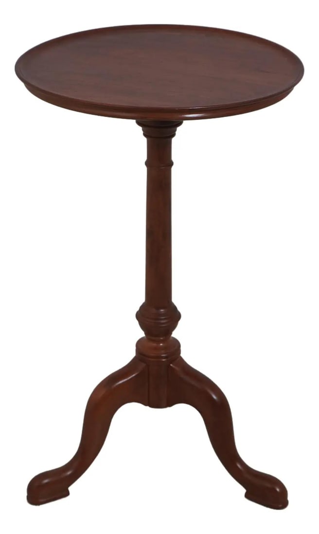 Cherry Wood Tripod Lamp Table with Round Dish Top and Pedestal Base (1 of 10)
