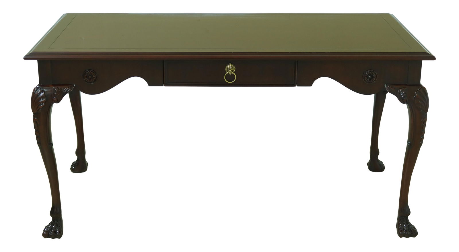 Kindel Model 79-840 Irish Georgian Mahogany Desk Winterthur Finish: Kindel Model 79-840 Irish Georgian Mahogany Desk Winterthur Finish This exquisite Kindel Model 79-840 Irish Georgian Mahogany Desk showcases timeless craftsmanship and elegant design. Crafted approxim