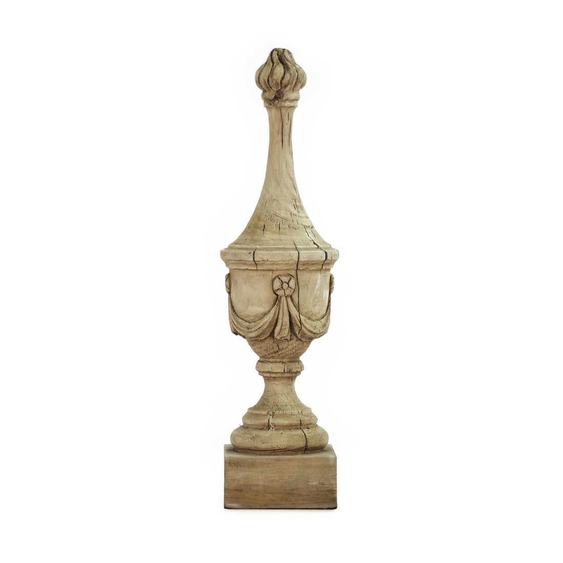 Neo-Classical Revival Beige Poplar Urn Finial 24.5 Inches (1 of 2)