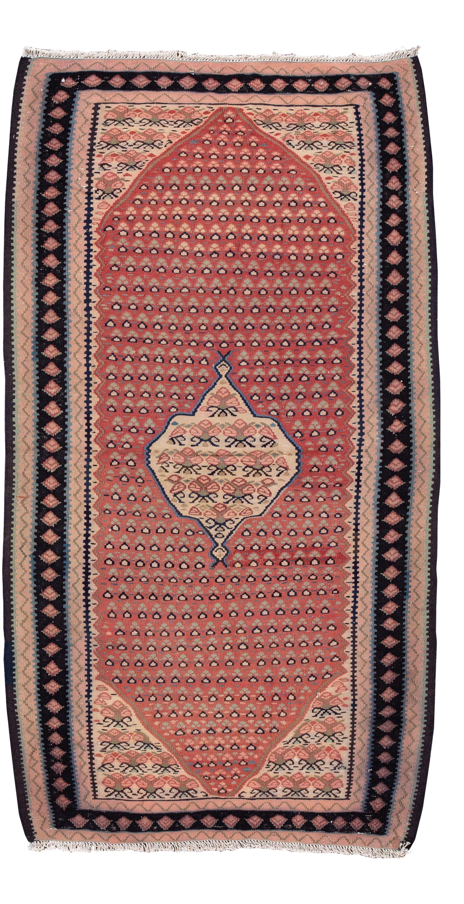 Vintage Hand-Woven Kilim Runner Rug Tan 4'5" x 10'11" (1 of 10)