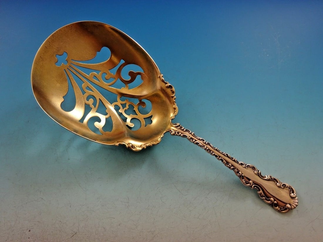 Whiting Louis XV Sterling Silver Chip Server Gold Wash 8 7/8" (1 of 7)