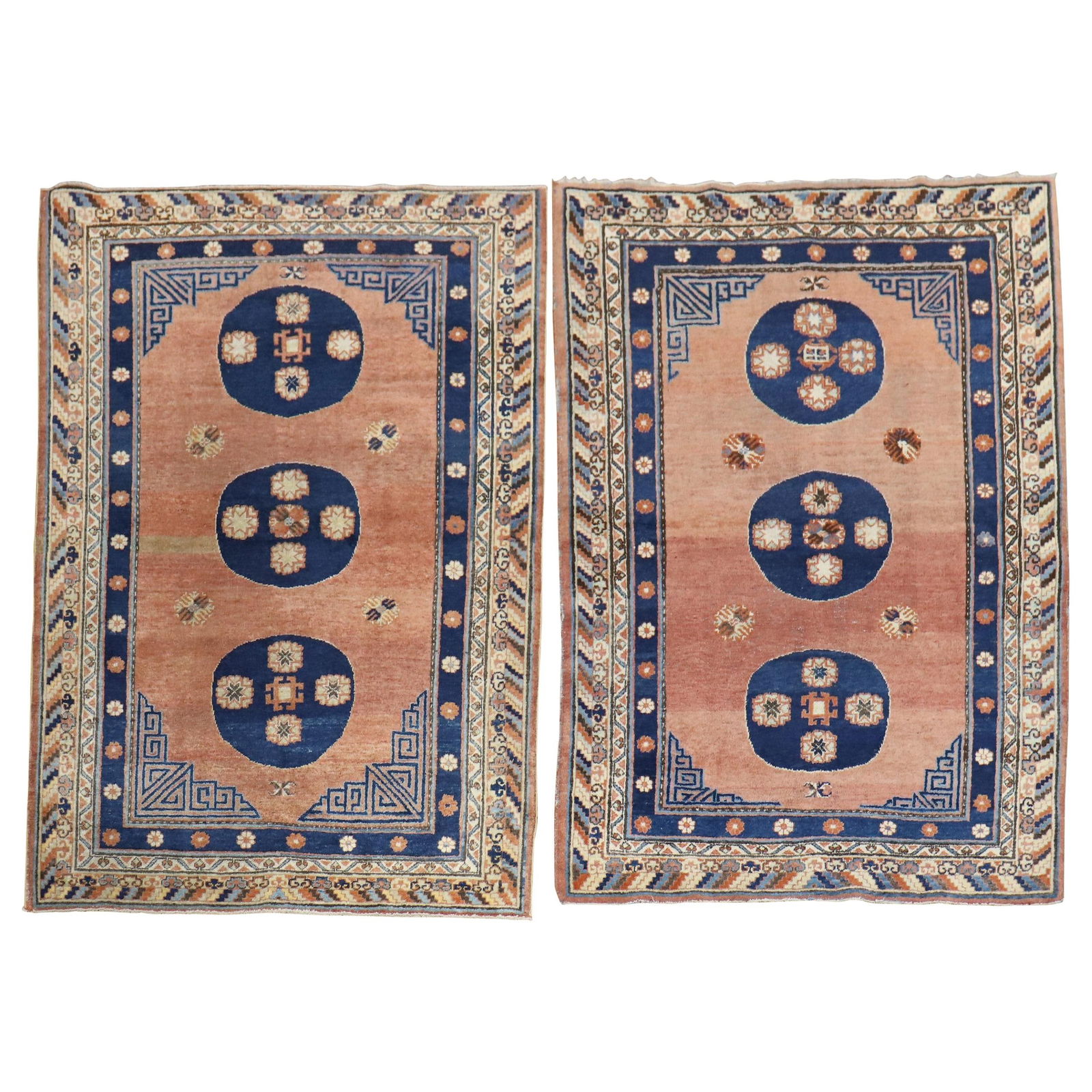 Rare Set of 2 Antique Khotan Carpets Hand-Woven Wool 1910 (1 of 17)