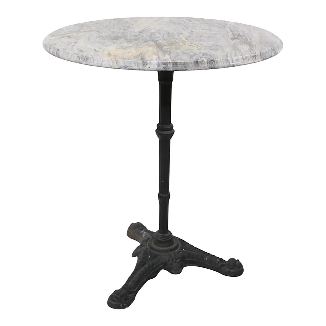 French Style Round Marble Top Table with Cast Iron Base (1 of 9)