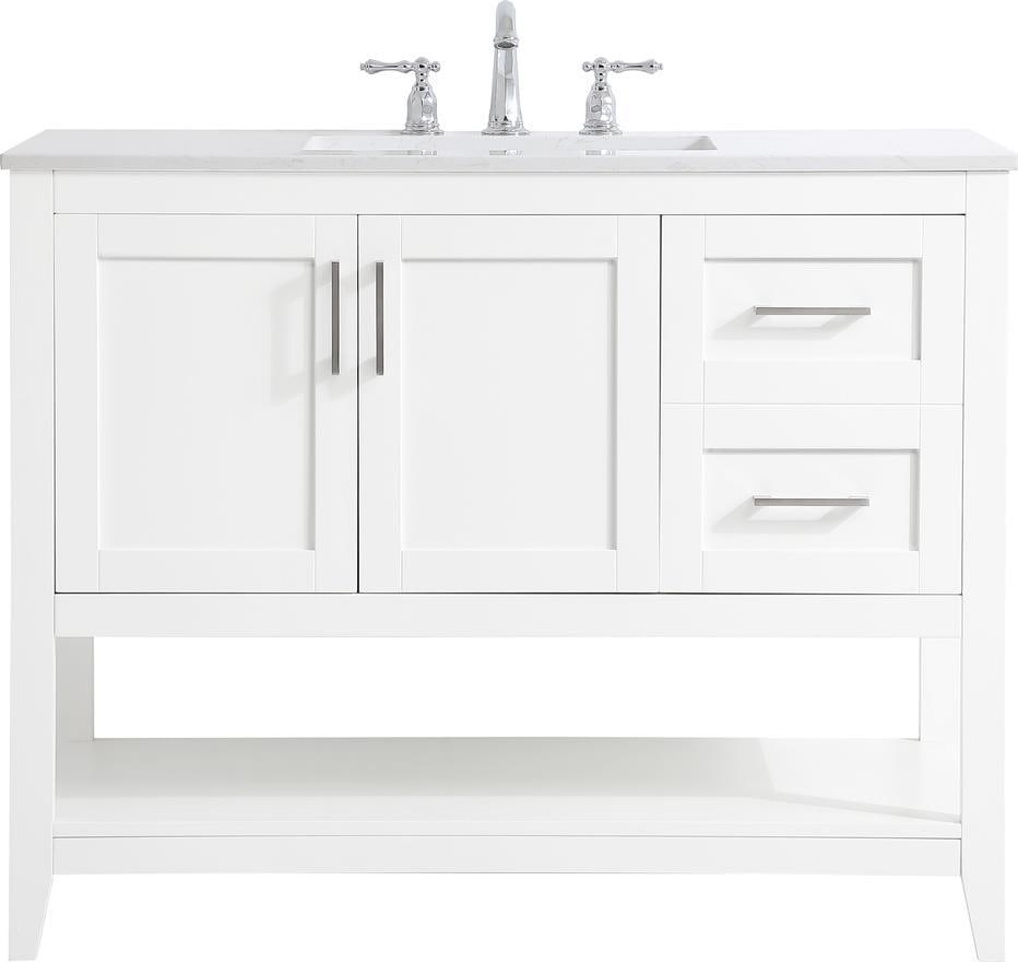 Elegant Lighting Traditional White Bathroom Vanity with Quartz Top (1 of 1)