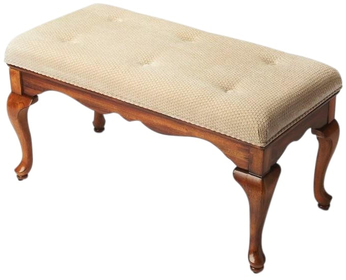 Grace Collection Olive Ash Burl Rectangular Bench by Butler Specialty: Grace Collection Olive Ash Burl Rectangular Bench by Butler Specialty This Queen Anne style bench features a rectangular shape and is finished in an olive ash brown medium tone. Constructed from MDF a
