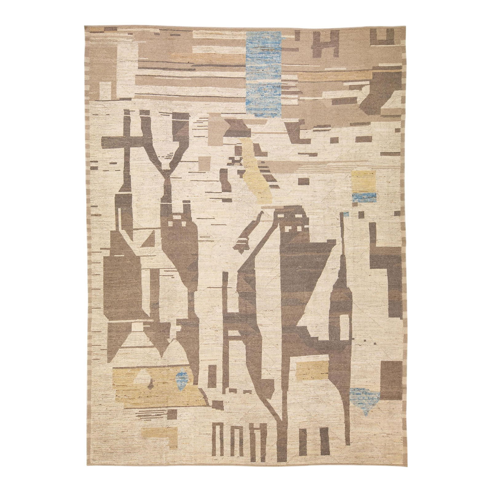 Beige Oversize Moroccan Style Handmade Wool Rug 14'6 x 20 Modern Abstract Design: Beige Oversize Moroccan Style Handmade Wool Rug 14'6 x 20 Modern Abstract Design Add a touch of sophistication to your living space with this stunning Moroccan style handmade wool rug. Featuring a bei