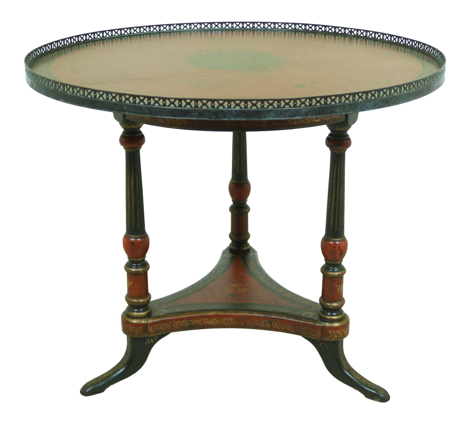 Maitland Smith Regency Leather Wrapped Center Table with Brass Edge (1 of 10)