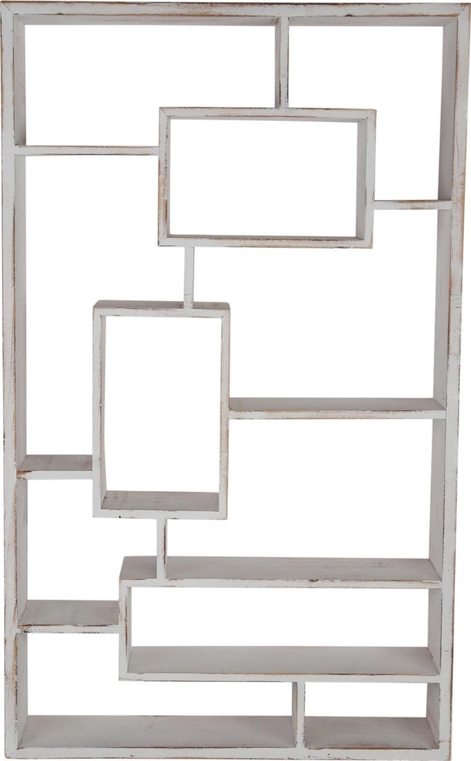 Sagebrook Vintage Style White Fir Wood Wall Shelf 39H x 24L x 5W: Sagebrook Vintage Style White Fir Wood Wall Shelf 39H x 24L x 5W Elevate your home decor with this stylish openwork wall shelf, designed in a charming antique or vintage style. Crafted from fir wood,