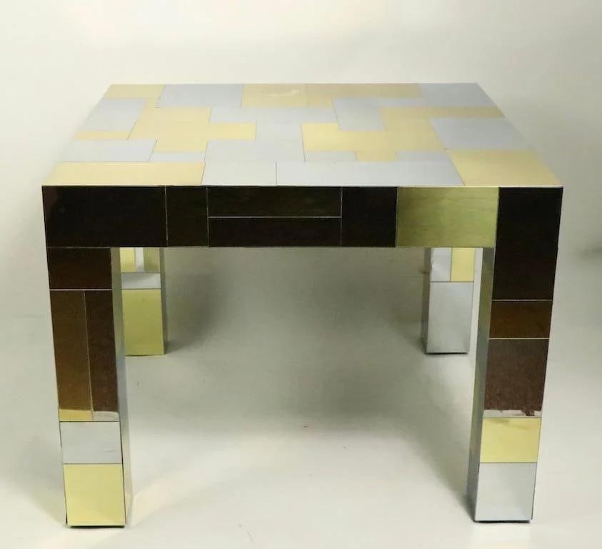 Paul Evans Cityscape Signed Game Side Table Brass Chrome Gold - 2