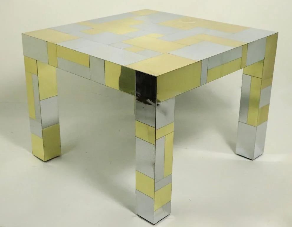 Paul Evans Cityscape Signed Game Side Table Brass Chrome Gold - 4