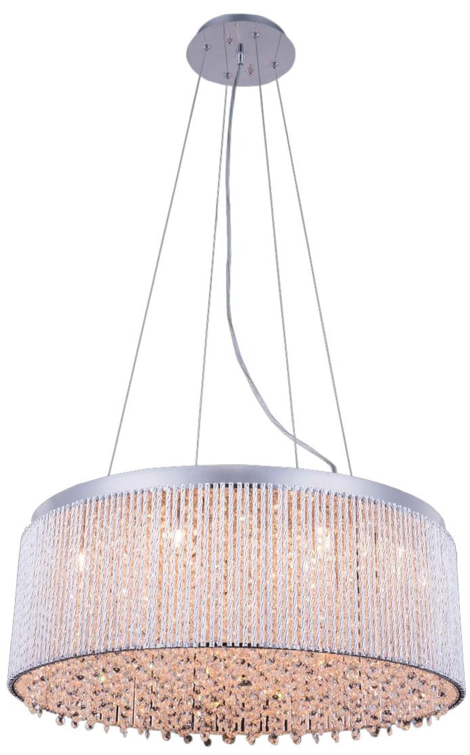 Elegant Lighting Influx 14-Light Chrome Pendant Light: Elegant Lighting Influx 14-Light Chrome Pendant Light Illuminate your space with this sophisticated 14-light chrome pendant fixture, designed to add a contemporary touch to any room. Crafted from bras