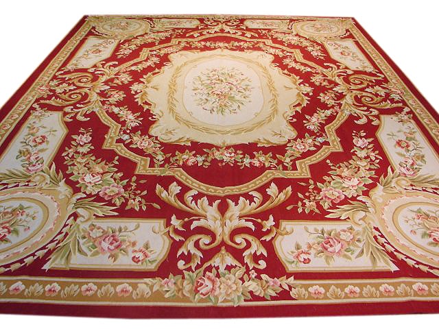 Handcrafted 8 x 10 Deep Rustic Red Aubusson Rug: Handcrafted 8 x 10 Deep Rustic Red Aubusson Rug Free continental US Shipping Introduce timeless elegance to your space with the 8 x 10 Deep Rustic Red Aubusson Rug. Inspired by classic French designs,