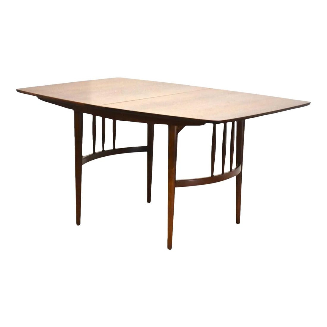 Mid Century Modern Walnut Dining Table Curved Base 57" Wide (1 of 5)