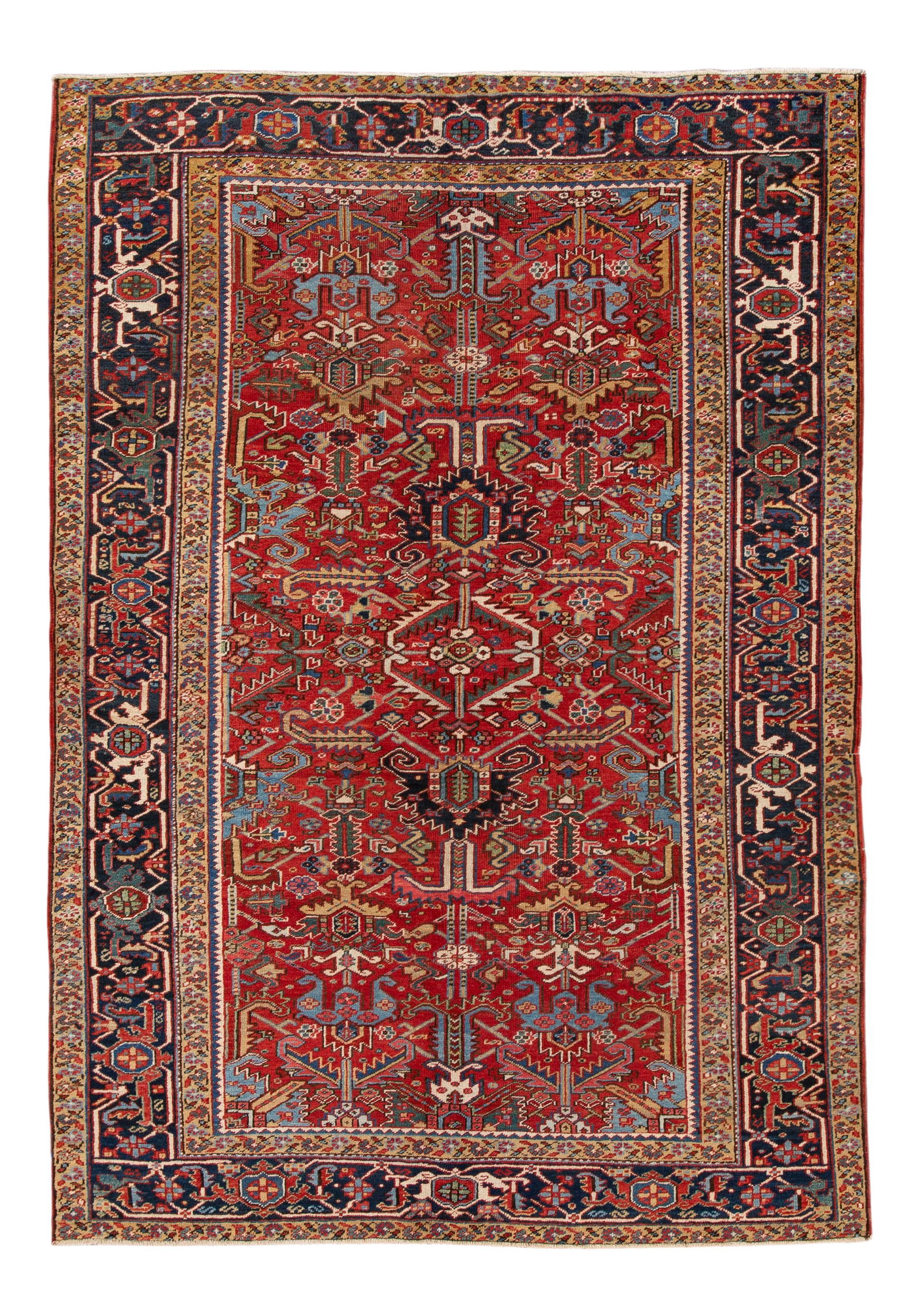 Antique Heriz Floral Red Wool Rug 7' x 10' Circa 1920 (1 of 10)