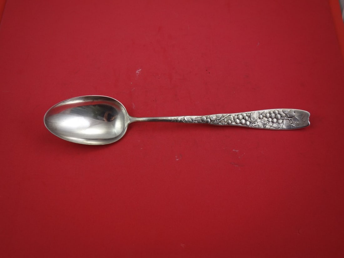 Whiting Berry Sterling Silver Stuffing Spoon 11 3/4 with Currants Motif: Whiting Berry Sterling Silver Stuffing Spoon 11 3/4 with Currants Motif This exquisite Berry pattern stuffing spoon by Whiting is crafted from high-quality sterling silver, measuring 11 3/4 inches in