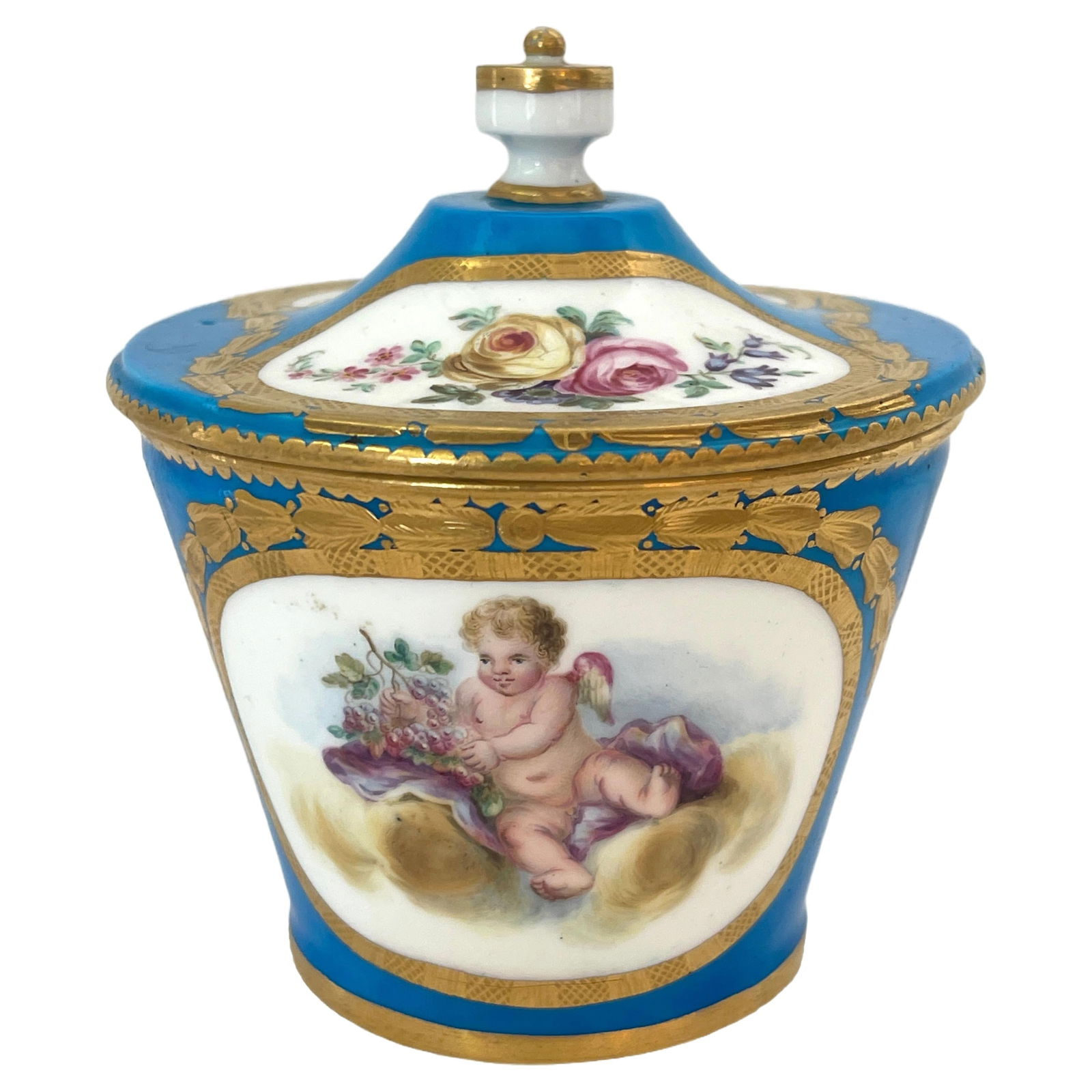 18th Century Sevres Blue Celeste Putti Sugar Box 1767 Special Order (1 of 15)