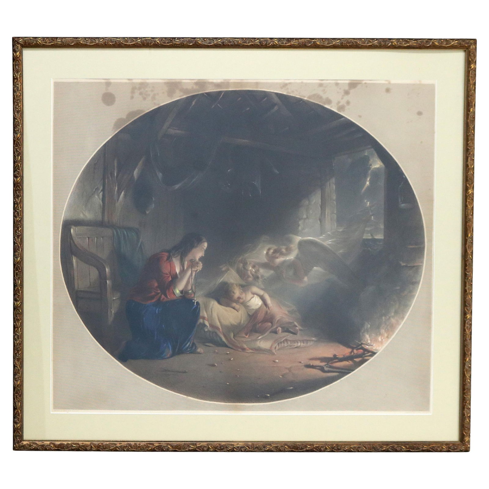 Framed 19thC Print 'Angel's Whisper' by Frederick Goodall: Framed 19thC Print 'Angel's Whisper' by Frederick Goodall This antique English print titled 'Angel's Whisper' by Frederick Goodall showcases the artist's renowned style, characterized by detailed and