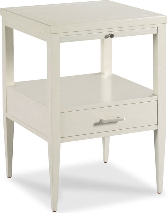 Toulon Wood Nightstand in 19th Century Style Carrara Finish 29H 20W 20D: Toulon Wood Nightstand in 19th Century Style Carrara Finish 29H 20W 20D This bedside table is crafted in a 19th-century style, featuring a rectangular shape and finished in the #62 Carrara Finish. Con