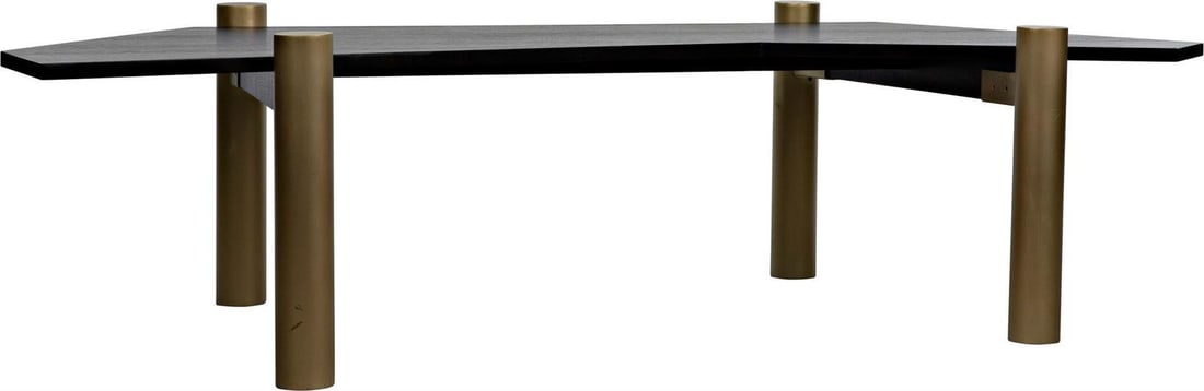 Tabu Collection Coffee Table Ebony Walnut Brass Legs: Tabu Collection Coffee Table Ebony Walnut Brass Legs Elevate your living space with the Tabu Collection Ebony Walnut Coffee Table, expertly crafted to combine vintage charm with modern functionality.
