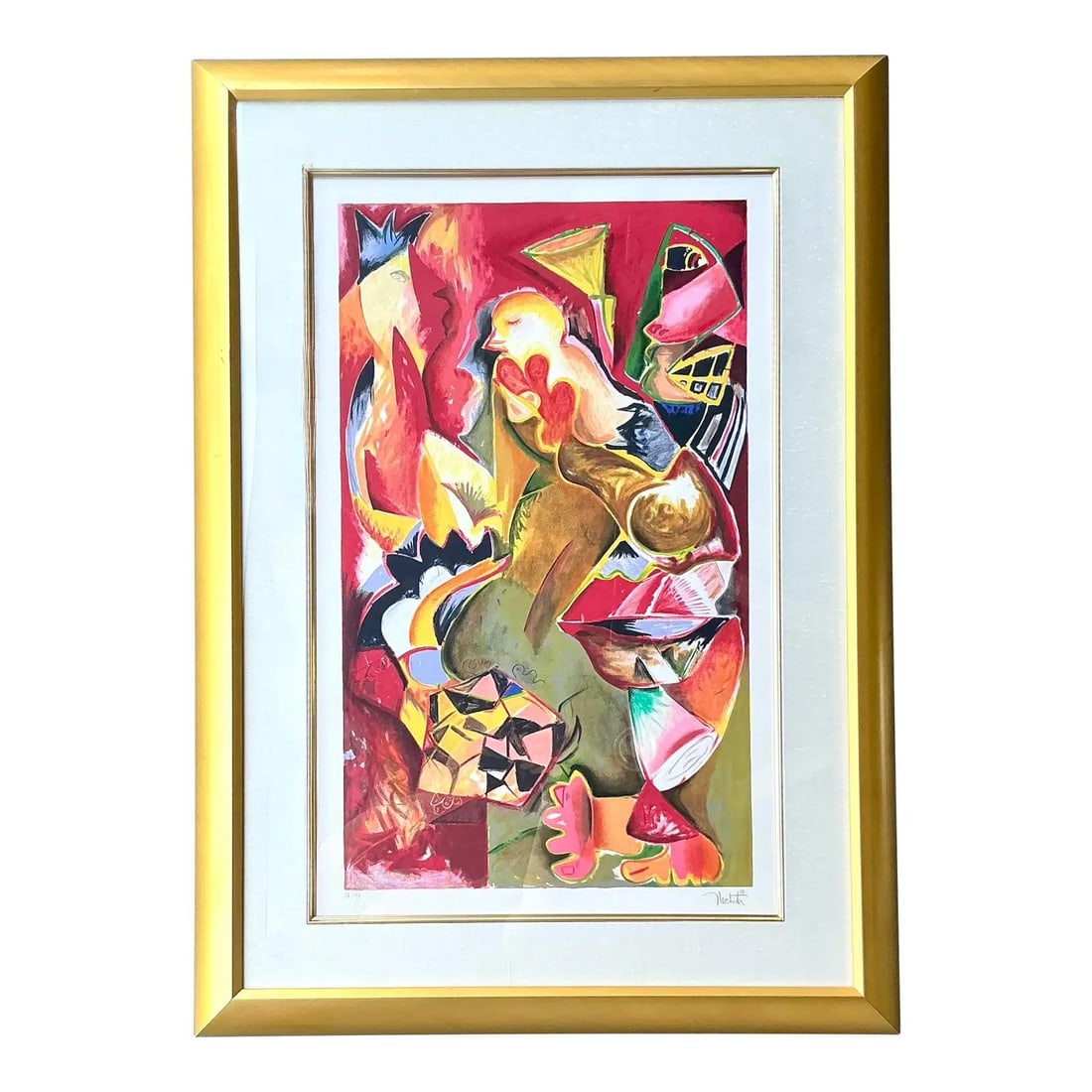 Original Abstract Lithograph Signed Numbered 18/199 Framed Postmodern Boho Art: Original Abstract Lithograph Signed Numbered 18/199 Framed Postmodern Boho Art This limited-edition lithograph features a vibrant Postmodern abstract composition inspired by Cubist and Expressionist m