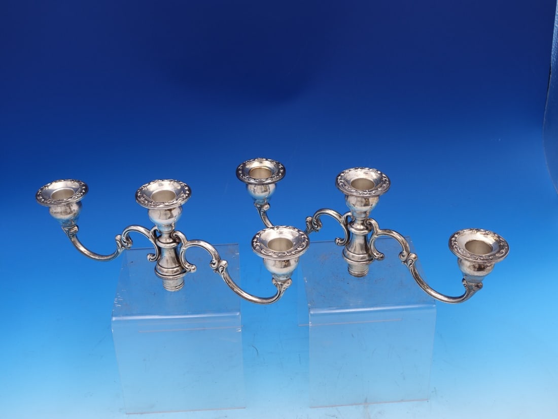 Gorham Chantilly Sterling Silver Candelabra Tops Pair 3-Light (1 of 12)