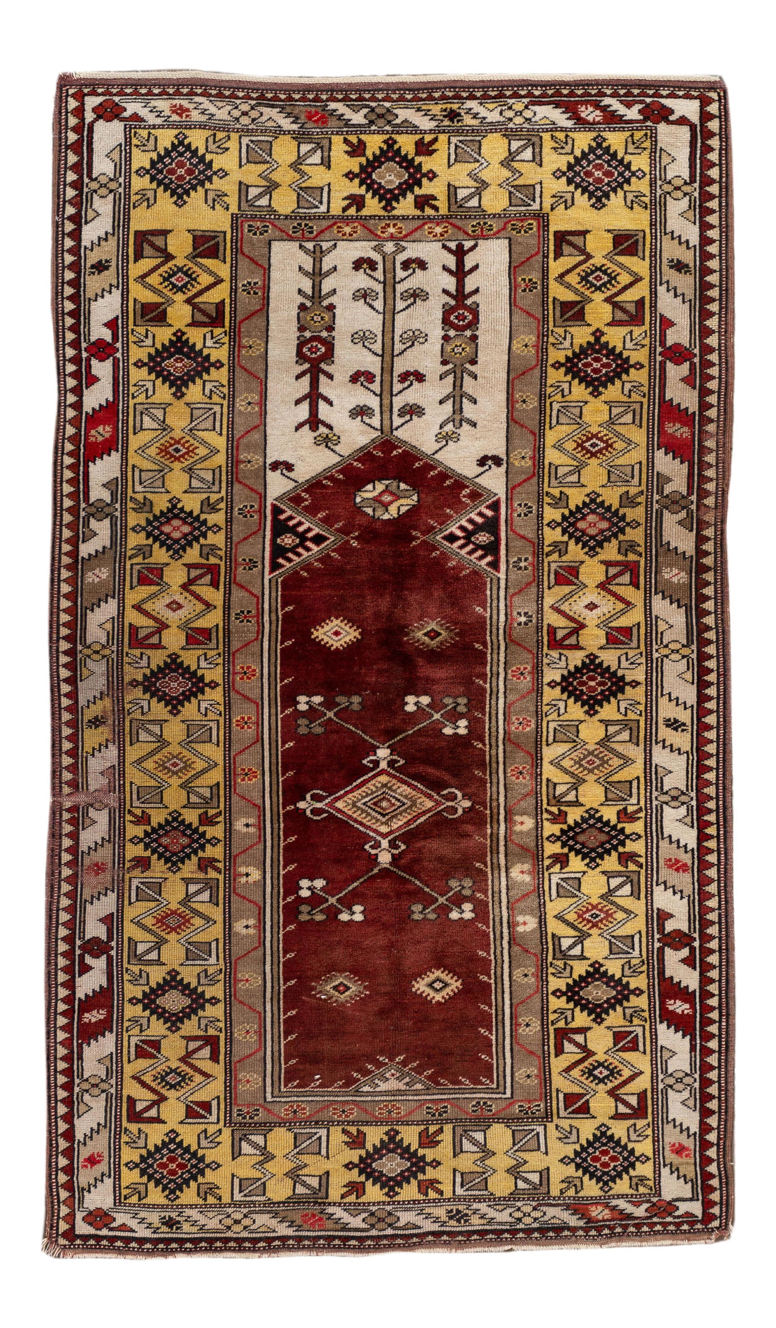 Vintage Turkish Wool Rug Floral Geometric Design 4'2" X 7'1" Cinnamon (1 of 9)