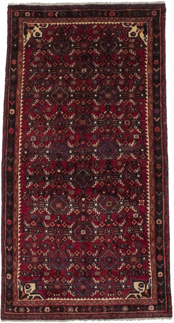Hand-Knotted Wool Tribal Oriental Rug 3'7 x 7' Vintage Geometric Pattern (1 of 14)
