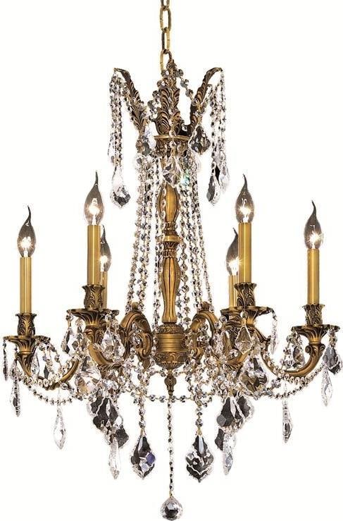 Elegant Rosalia 6-Light Bowl Chandelier in Clear Crystal French Gold: Elegant Rosalia 6-Light Bowl Chandelier in Clear Crystal French Gold Illuminate your space with the stunning Rosalia 6-Light Chandelier, featuring a captivating Rococo style that combines elegance and