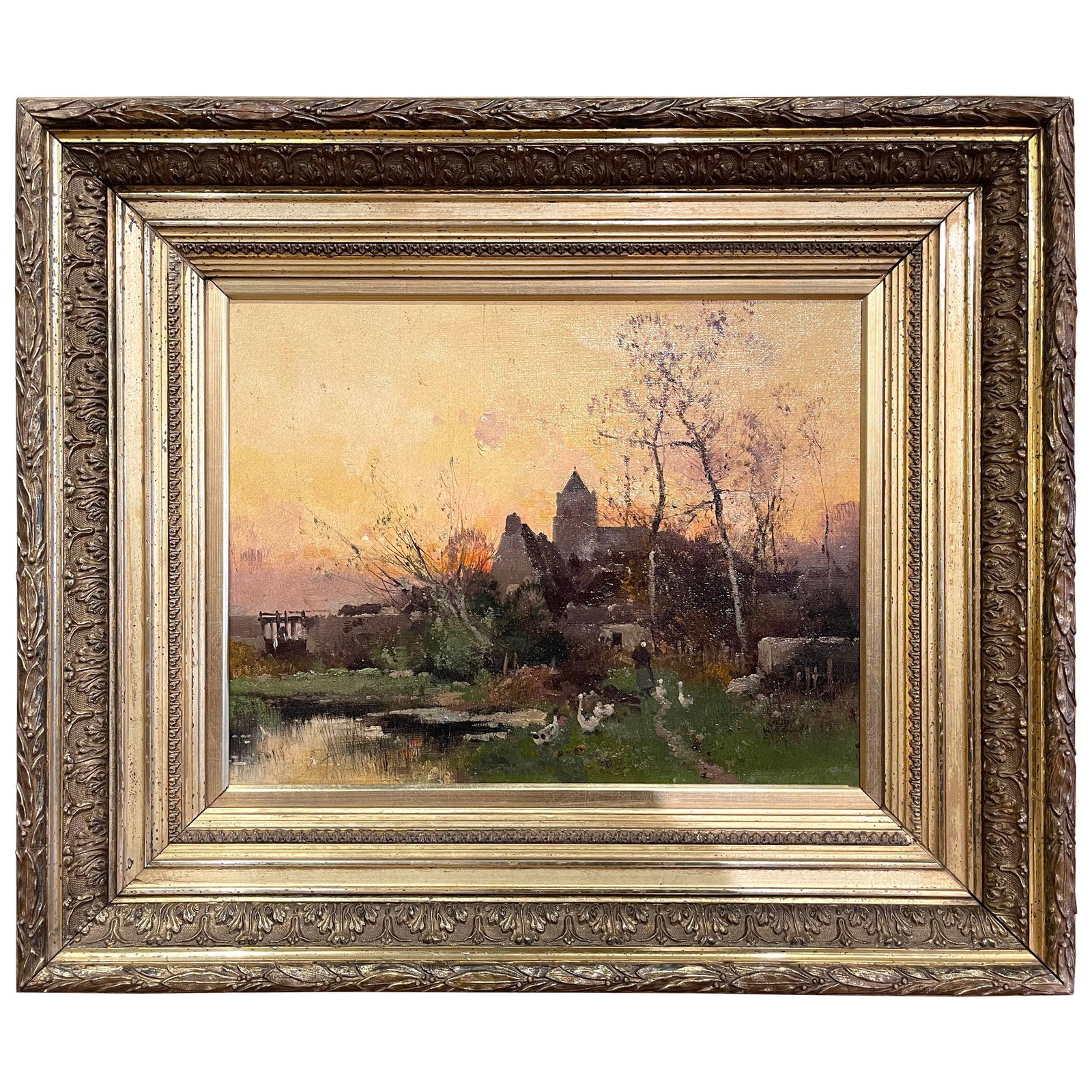 19th Century Oil Painting by Eugene Galien-Laloue France circa 1890: 19th Century Oil Painting by Eugene Galien-Laloue France circa 1890 Discover a stunning 19th-century oil painting by Eugene Galien-Laloue, created circa 1890. This exquisite artwork, featuring a seren